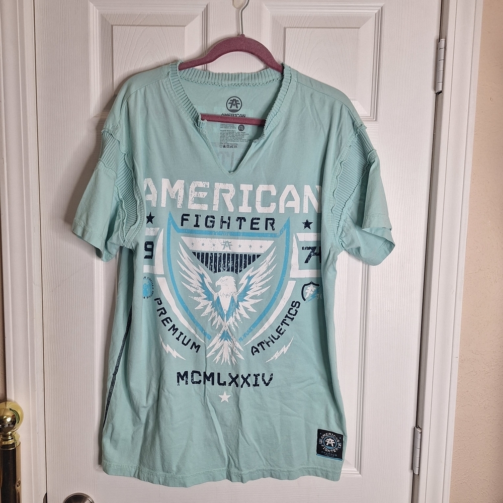 American Fighter Aqua Graphic T-Shirt Size XXL